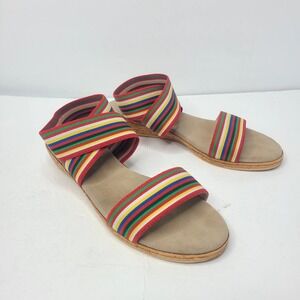 Charleston Shoes Co. Red Multistripe Elastic Strappy Sandals Benjamin Size 10